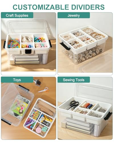 Image of EOENVIVS 17 QT Clear Craft Storage Box with Removable 5-Compartment Tray