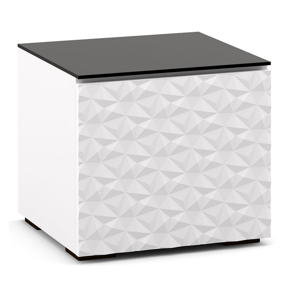 Salamander Designs Milan 217 Subwoofer Enclosure in White w/ 3D Geometric Pattern Doors
