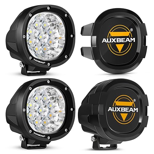 Auxbeam 4 Inch LED Offroad Lights with 6 Modes + 4 inch LED Pod Covers for Truck Pickup SUV ATV UTV 4x4 Jeep Wrangler