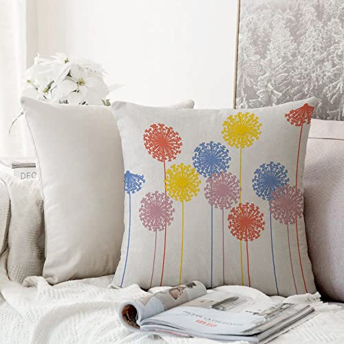 Taies d'oreiller décoratives,Pissenlit Résumé Silhouettes de Fleurs Sauvages Inspirations botaniques Meadow en Saison Estivale Terre Jaune,d'oreiller Maison Voiture Canapé Chambre 45 x 45CM Cover