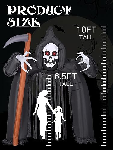 EBANKU Nadmuchiwany łuk z duchem na Halloween, na zewnątrz, wysadzany nawiedzony łuk z wbudowanymi diodami LED, Halloween, ogród, trawnik, podwórko, dekoracje imprezowe