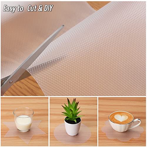 Anoak Shelf Liner Non-Slip Drawer Liner for Kitchen, Non Adhesive Cabinet Liner 12 Inch x 15 FT(180 Inch) Waterproof Refrigerator Liners for Kitchen Drawer, Bathroom Shelves Diamond Pattern Clear