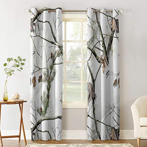 Cloud Dream Home ZYPSYSCLTK190618CDHSLEO00210CLFCABS White Tree Camo Darkening Blackout Window Curtain Panels Autumn Season Draperies Window Curtain 2 Pieces 40 Inch W X 84 Inch L thumb #1