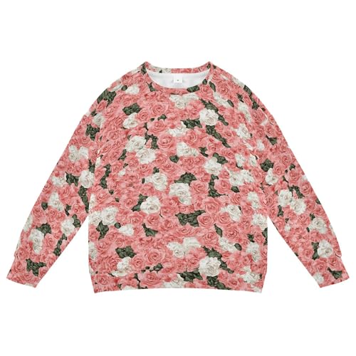 JUNZAN Rose Beauty Summer Flowers Kids Boys Sweatshirt Hoodie Crewneck Sweatshirts for Boys Camping 4T