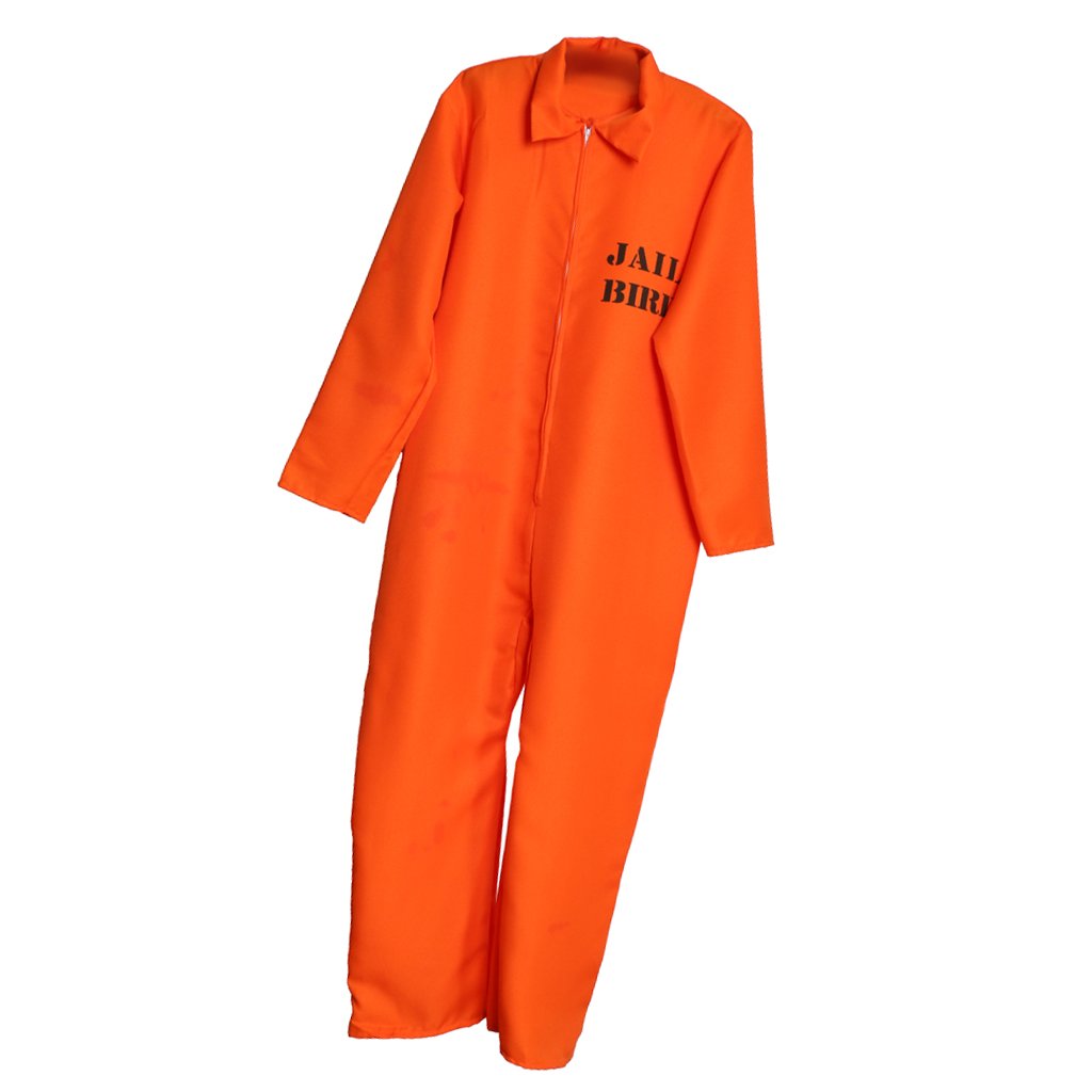 GENERIC Halloween Men Adults Prisoner Convict Costume Fancy Dress Party Overall Jumpsuit