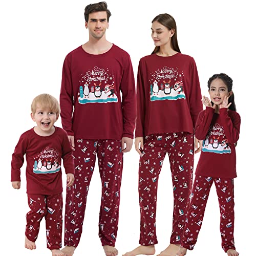 Vopmocld Christmas Family Matching Pajama Red Holiday Pjs Sets Cotton Sleepwear
