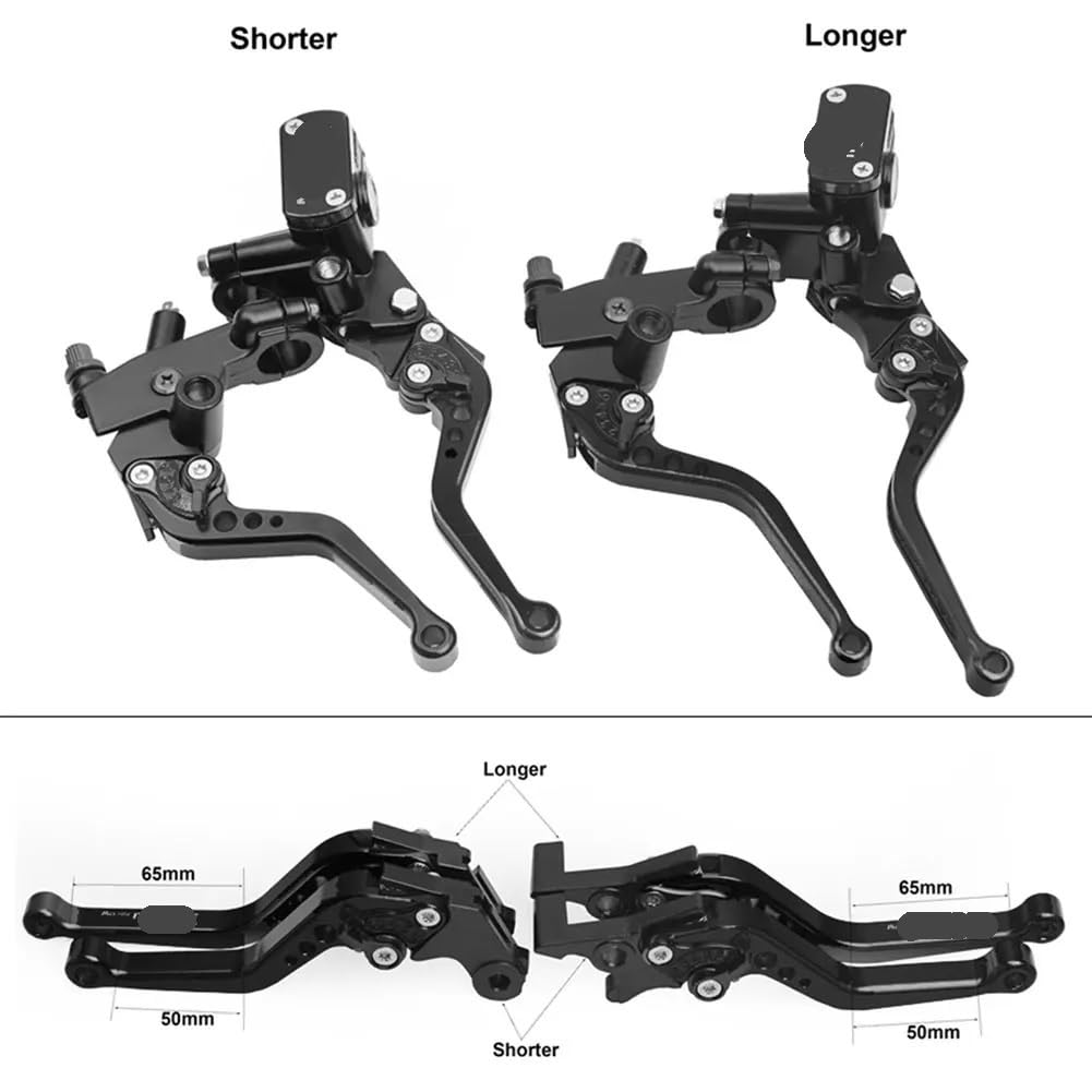 Leve Freno Frizione Regolabile Leva del cilindro principale della pompa freno frizione idraulica per moto da 22 mm per accessori motocross(Red Shorter)