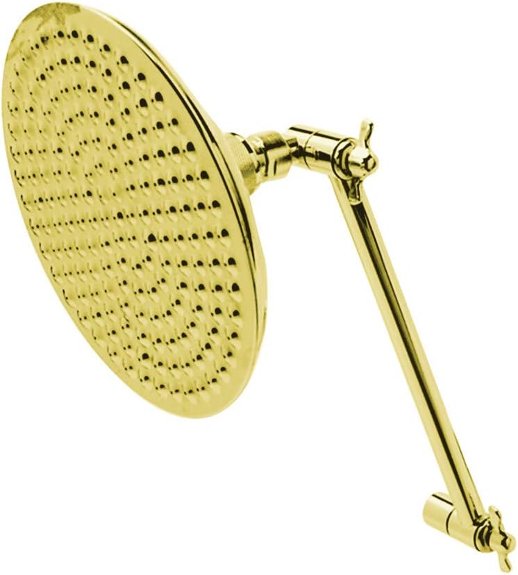 Kingston Brass CK136K2 Victorian 7-3/4-Inch Round Raindrop Brass Shower Head with 10-Inch High-Low Adjustable Shower Arm in Polished Brass