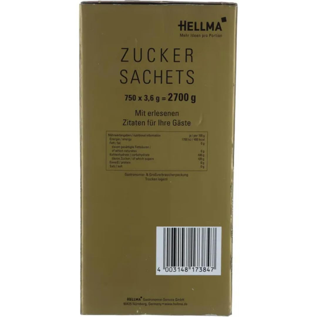 Heelma Zuckersticks Zuckersticks Goldline, Portionsbeutel Feinzucker 2700 Gramm (je 3,6 g, 750 Stück)