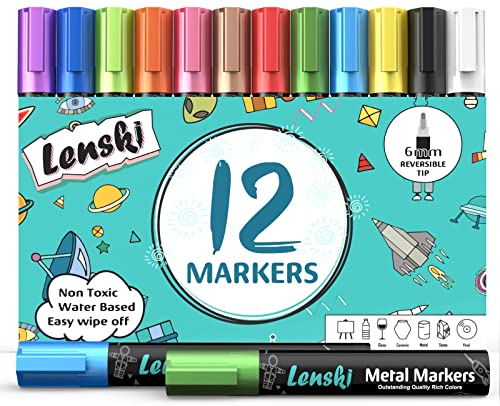 Lenski 18 Farben Glitzerstifte Outline Stifte für Scrapbooking, Geschenke für Mädchen 4-11 Jahre, Kinder, Einschulung