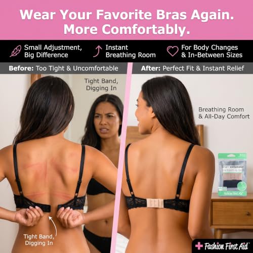 Image of Brah! Extender: 2 & 3 Hook Bra Extenders Strap, White /Beige /Black for Women | Hook-and-eye bra band expander & extension - all-day comfort soft microfiber fits 2 or 3 prong