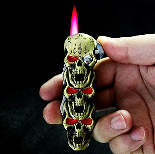 Encendedor de llama torch metal diseño calavera rojo miniatura 6