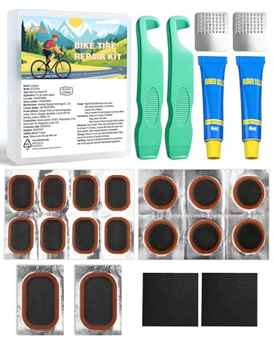 cycletour Bike Tire Repair Kit, Bicycle Tire Repair Kit with High-Strength Bike Tire Levers, Bike Tire Patch and Tire Repair Glue, Bike Tube Patch Kit for Mountain and Road Bikes