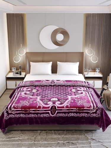 Image of Monte Carlo Regal Gold Double Bed Winter Blanket Single Ply 510 GSM | 2.5 KG (210 x 205 CM) Wine