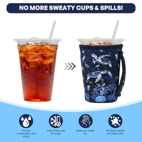 Image of 3PCS Reusable Iced Coffee Sleeves, Fits 16-32oz Hot /Cold Drinks