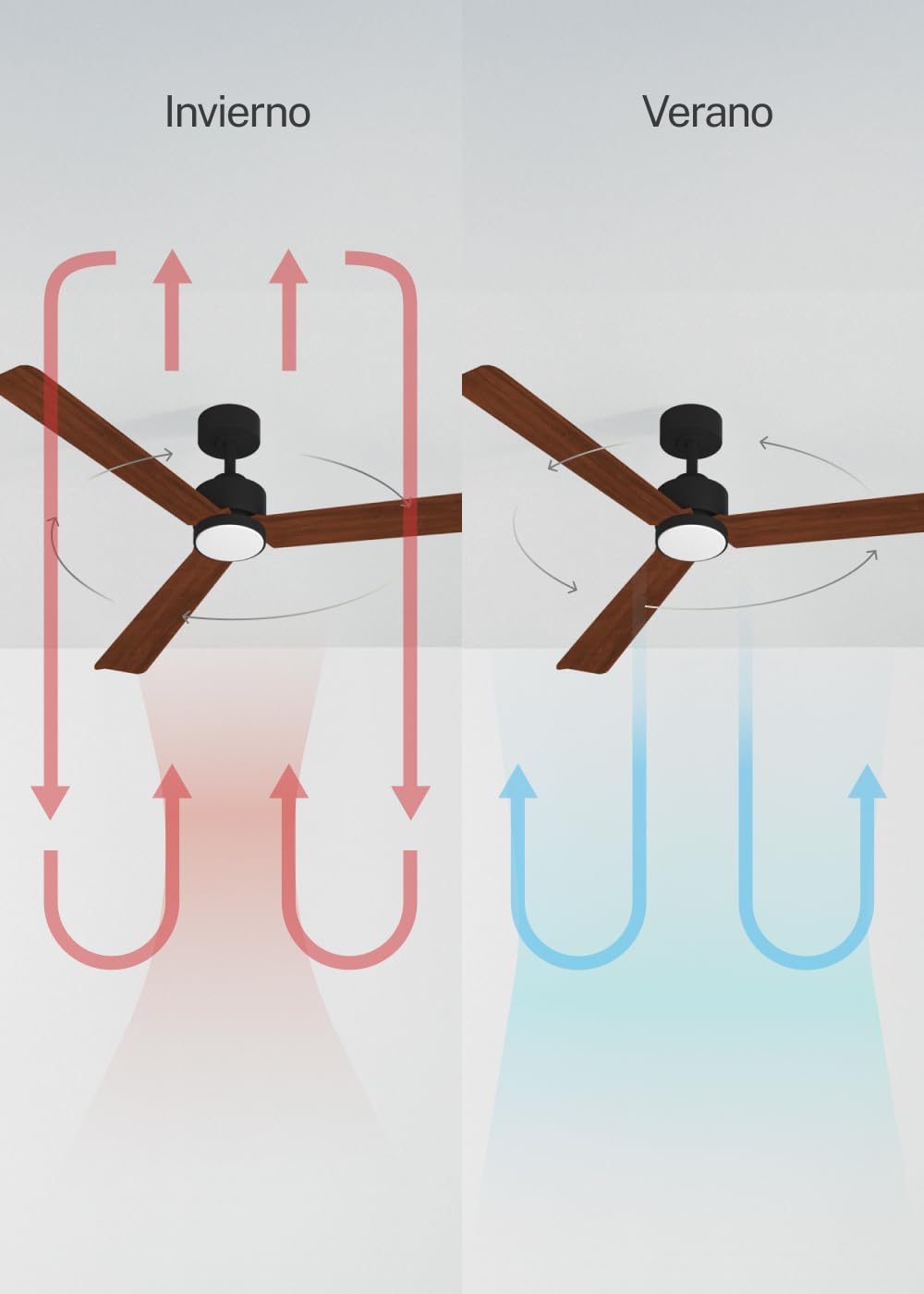 CREATE / WIND MODERN L/Ventilatore da soffitto con luce nero legno scuro con WiFi e telecomando / 40W, Luce LED 3 temperature, Ø152 cm, funzione estate-inverno