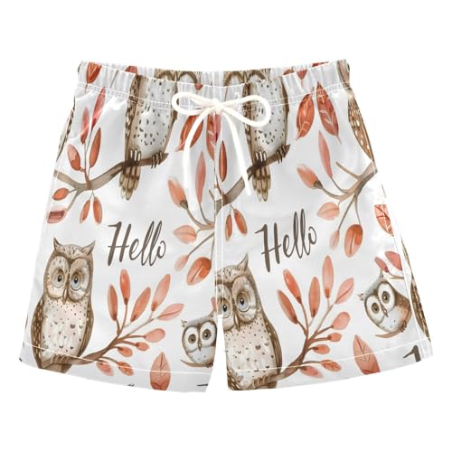 Boys Swim Trunks Toddler Swim Shorts Little Boys Swimwear Watercolor Owls with Word Bathing Suit Swimsuit Multi