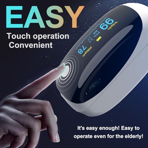 Image of Fingertip Pulse Oximeter with Respiration, OLED Display Rechargeable Oxygen Monitor, Track SpO2 Pulse Rate PI and RR, Fast Accurate Reading Lanyard Included for Home and Outdoor Sports