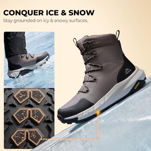Image of NORTIV 8 Men's Wide Winter Boots Grip on Snow Ice | Insulated Waterproof Lightweight Comfortable Hiking Outdoor Boots Snowgrade