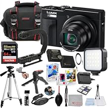 Panasonic ZS99 Digital Camera Black Bundle + Accessory Kit with 64GB Extreme Memory, U-Grip, LED Light, Tripod, Carry Case, Editing Software Package & More 23 Items