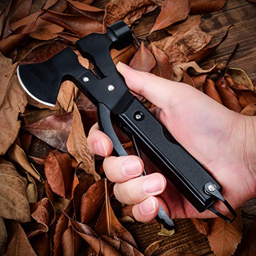 Multitool Camping Accessories - 14 in 1 Survival Gear and Equipment with Knife Axe Hammer Saw Screwdrivers Pliers Bottle Opener Durable Sheath - Cool Gadget Stocking Stuffers Gifts for Men Women - Thumbnail 6