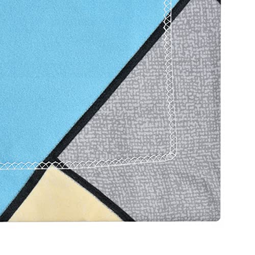 Image of Microfiber Fitzy 280 TC Fitted Bedsheet King Size, Elastic Bedsheet, 72x78 + 10 Inches Drop,with 2 Pillow Covers (Al-BlueYellow-Traingle)