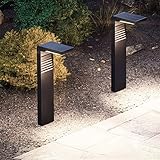 NATSUKAWA Solar Outdoor Lights Waterproof, L-Shaped Black Solar Pathway Lights,3 Lighting Modes Sola