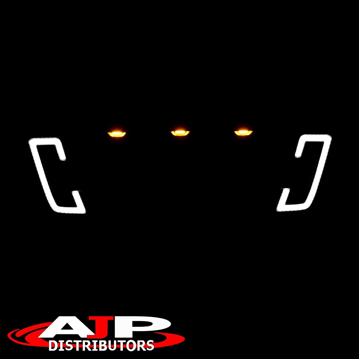 AJP Distributors Front Upper Hood Bumper Mesh Grill Grille w/Amber LED DRL Running Lights Turn Signal Lamps Compatible/Replacement For F-150 F150 Pickup Truck 2004 2005 2006 2007 2008 04 05 06 07 08