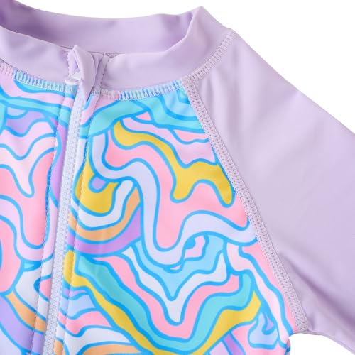 Image of UMELOK Girls Long Sleeve Rash Guard One Piece Swimsuits with UV Protection Sunsuit