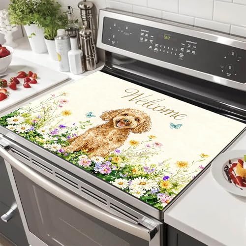 Image of HOMETITUTE Spring Dog Stove Top Cover 28x20 Heat Resistant Protector Mat