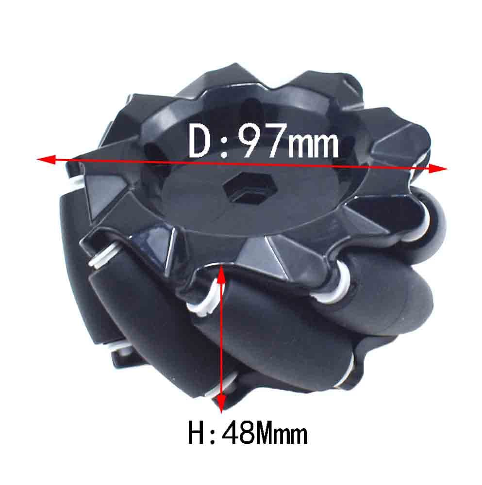 1 pair wheel omnidirectional wheel 48mm 60mm 80mm 97mm TT motor intelligent car (97mm With coupling)