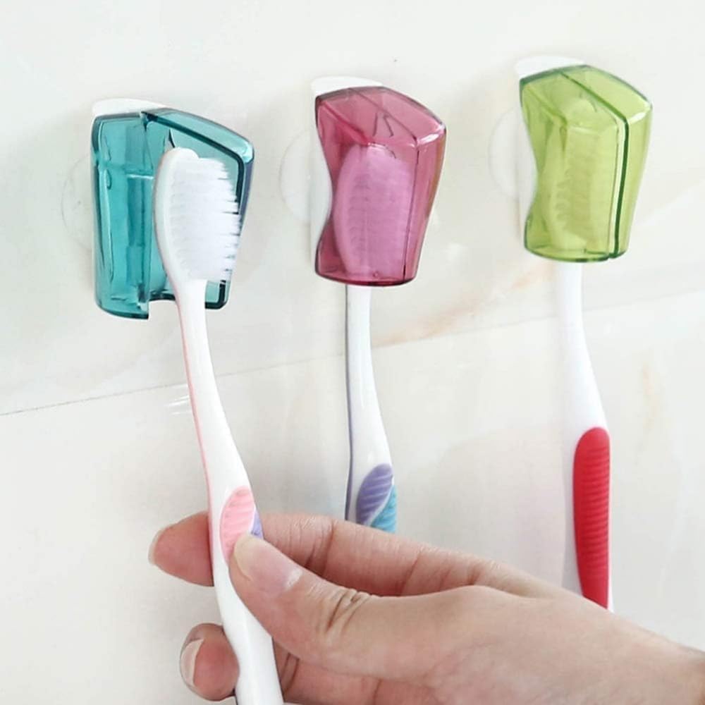 3Pcs Toothbrush Holder Travel Toothbrush Head Covers with Suction CupBathroom Wall Mount Suction Cup Rack Cap Cover for Bathroom Portable Suction Cup Toothbrush Holder ?Multicolor ?