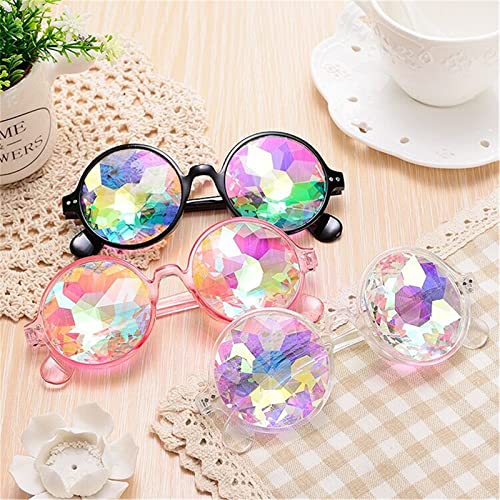 DPLUS Kaleidoscope Rainbow Crystal Goggles - Glasses Set of 3 - For Kids Youth Adult Cosplay Lenses2
