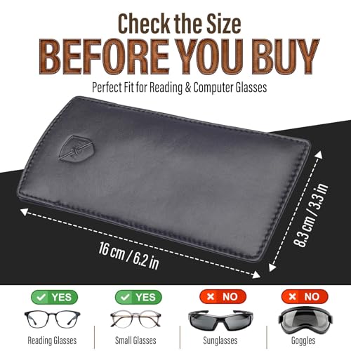Image of ALLEN & MATE 100% Leather Slim Glasses Case for Reading and Computer Glasses for Men & Women