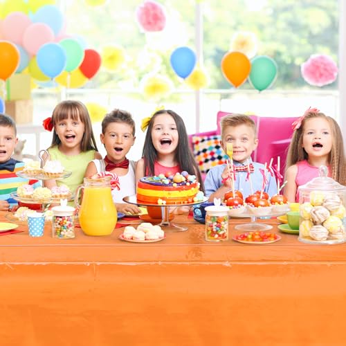 Image of 3 Pack Iridescent Orange Plastic Tablecloth, Shiny Orange Disposable Laser Rectangle Table Covers, Holographic Foil Tablecloth Party Decorations for Tequila Sunset Birthday Banquet Party, 40 x 108Inch