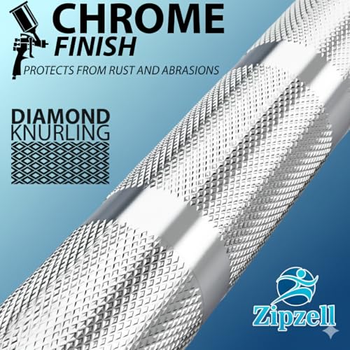 Image of Sports Olympic Barbell Rod, 3 Feet Chrome Finish, 28mm Internal and 50mm Outer Diameter, with PVC Collars for Weightlifting, Powerlifting, Home Gym