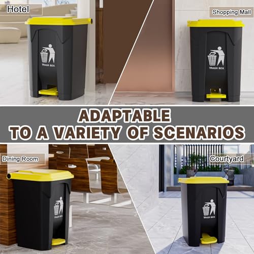 2 Pack Large Capacity Outdoor Trash Bins with Lid - Hands-Free Pedal Wastebaskets for Porch, Backyard, Deck, Patio - Convenient Design for Easy Outdoor Waste Management
