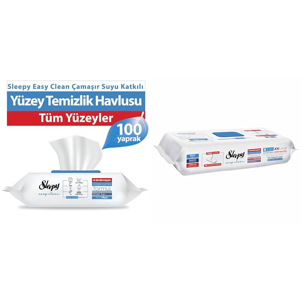 Sleepy Çamaşır Suyu Katkılı 100 Yaprak (4x) + Çamaşır Suyu Katkılı Mopa 50 Yaprak