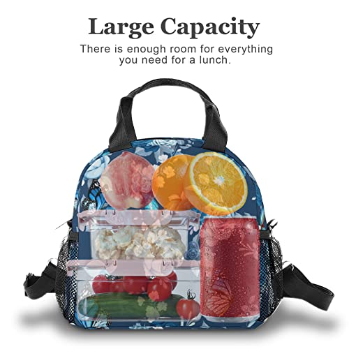 Nlpezcu Insulated Leakproof Lunch Bags For Women With Shoulder Straps, 3D Print Lunch Pail Bag, Reusable Large Cooler Tote Lunch Box Snack Bag With Storage Pocket (Butterfly-Blue, One Size) #TOP3