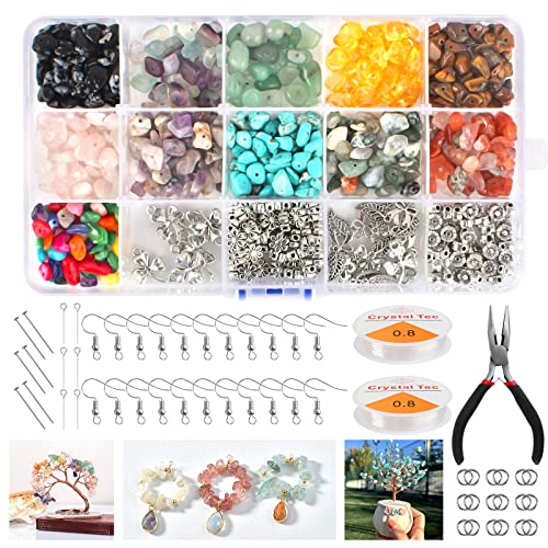 Ruicaifu Cuentas de Colores Cuentas de Piedras Joyas Irregulares para Bricolaje Kit de Manualidades Accesorios para Hacer Pendientes DIY Collares Pulseras Colgantes Cover