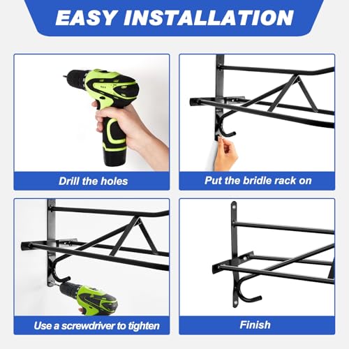 Buryeah 2 Sets Saddle Rack Stand Wall Mounted Saddle Rack Stand for Western, Black, Installing Screws Included (Classic)