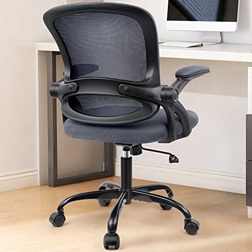 KERDOM Office Chair, Ergonomic Desk Chair, Mesh Computer Chair Height Adjustable, Comfy Swivel Task Chair with Wheels and Flip-up Arms
