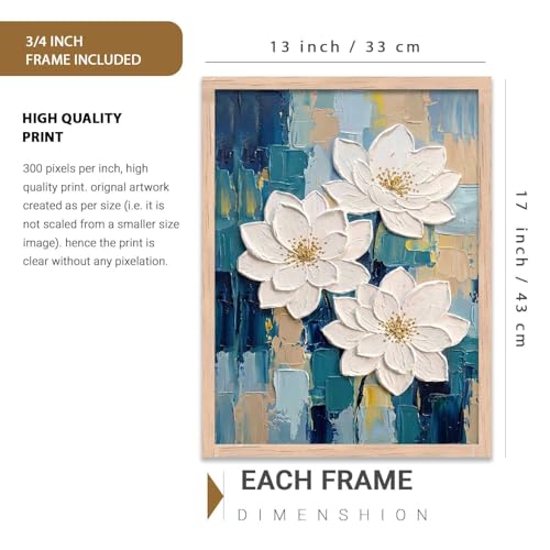 Image of kotart Aesthetic flower Art Home Decoration Painting | Floral Paintings With Frame For Living Room Bed Room Hotel Wall Decor Digital Reprint (13x17 inch)