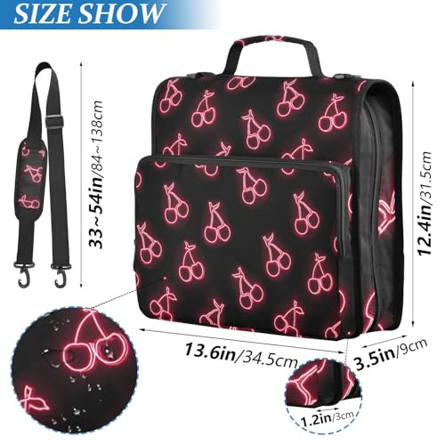 Image of 3 Ring Zipper Binder with Shoulder Strap Pink Neon Cherry 1.5 inch Binders Zip Up Binder Fit 500 Sheets Capacity for School Office Supplies
