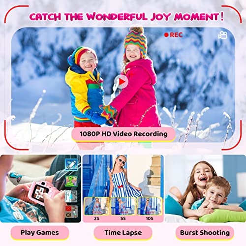 Kids Camera,Upgrade Hd Digital Camera For Toddlers, Kid Camera Toys For 4 Year Old Girls Boys, Christmas Birthday Gifts For Age 3 4 5 6 7 8 9 10 Year Old With 32Gb Sd Card & Silicone Cover (Pink) #TOP3