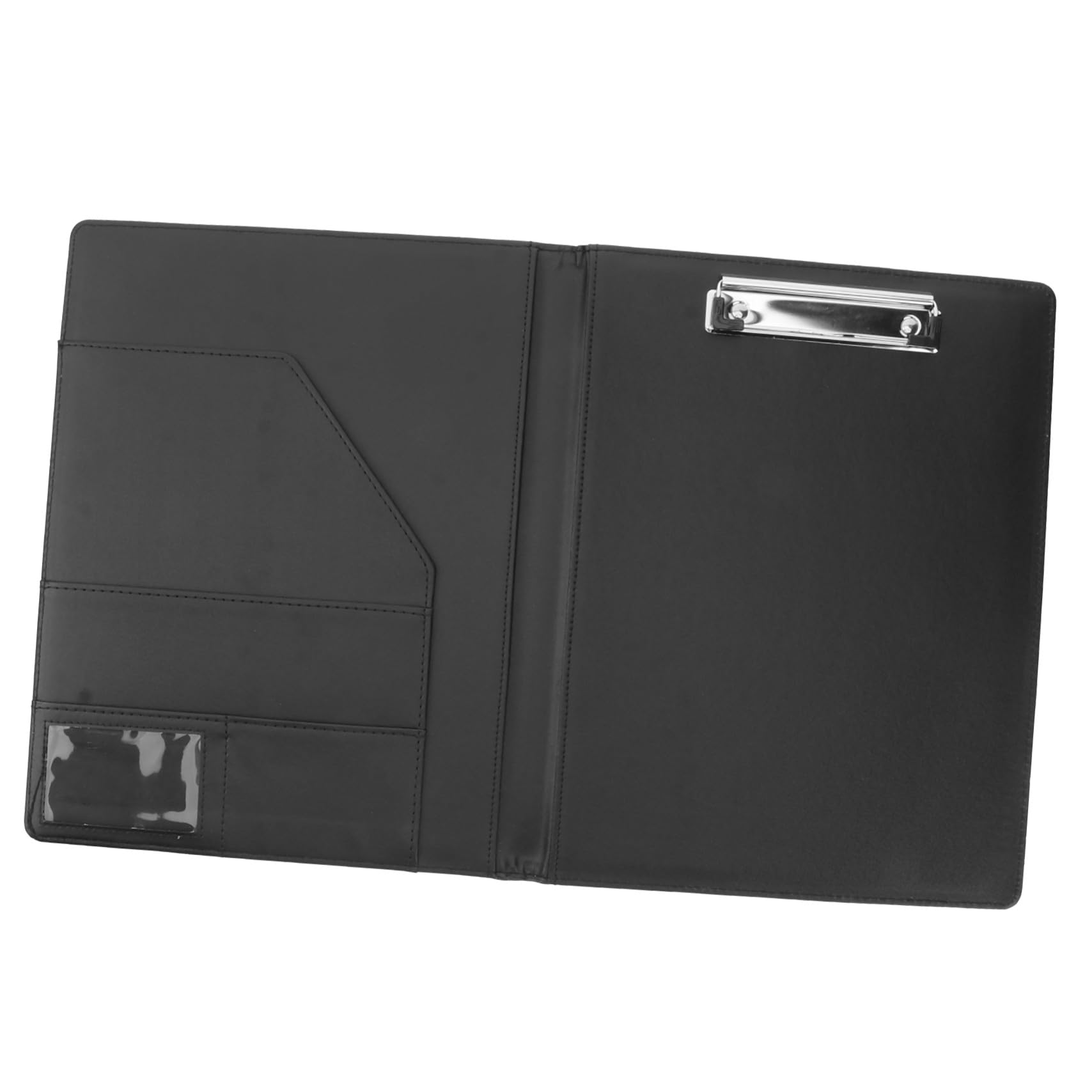 Cartella Portadocumenti PU Multifunzione con Blocco Note e Clip in Acciaio Inossidabile Organizer Elegante per Ufficio e Riunioni Nero