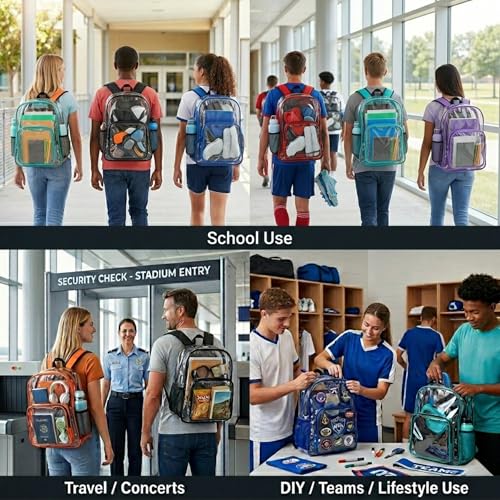 Image of Trail maker Clear Backpack Heavy Duty with Padded Straps, Side Pockets for Kids, Boys, Girls, School, Stadium Approved Events