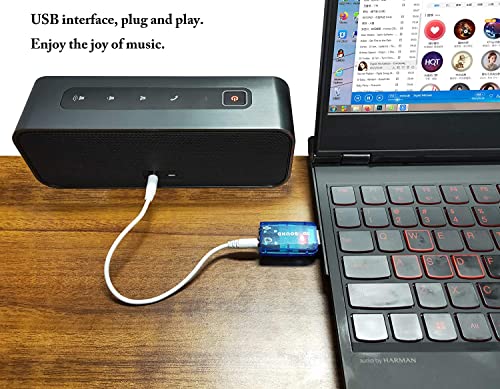 Image of PC Sound Card Adapter, Meshiv USB 2.0 Virtual External Mic Speaker Adapter 3D 5.1 Channel Audio Connector Built-in Digital Class-B Power Amplifier (Integrated 2 Channel)