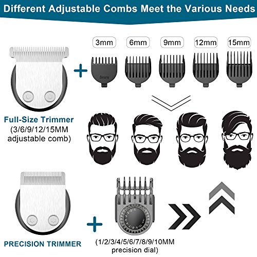 Hatteker Beard Trimmer For Men Hair Clipper Cordless Mustache Nose Trimmer Body Groomer Hair Cutting Kit Precision Trimmer Usb Rechargeable Waterproof 5 In 1(Silver) #TOP4