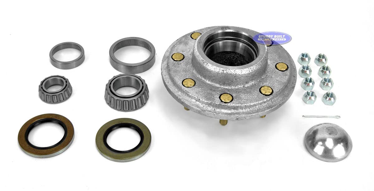 Sturdy Built Complete Trailer Hub Kit Galvanized 8 Bolt fits 6,000-7000 lb. axles